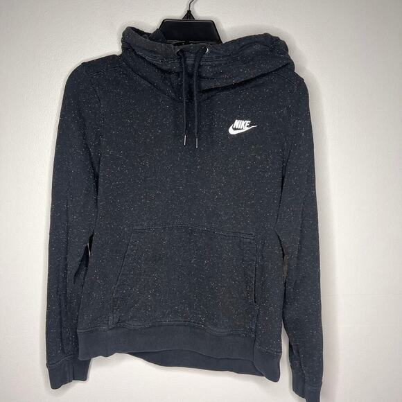 Nike Women's Speckle Funnel Neck Hoodie Black Size Medium - Picture 3 of 9